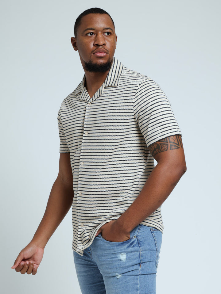 Stripe Crochet Shirt - Off White