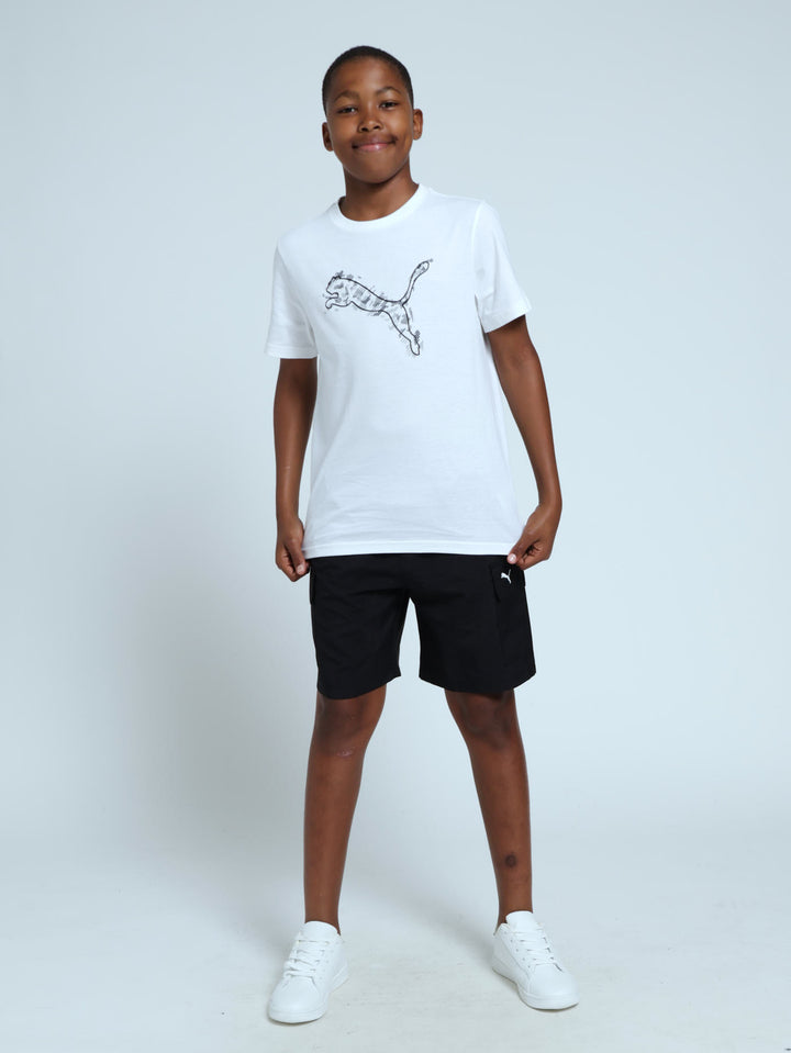 Boys Sport Graphic Logo - White