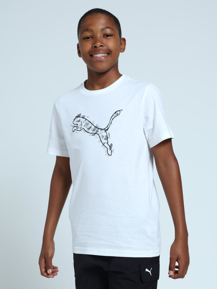 Boys Sport Graphic Logo - White