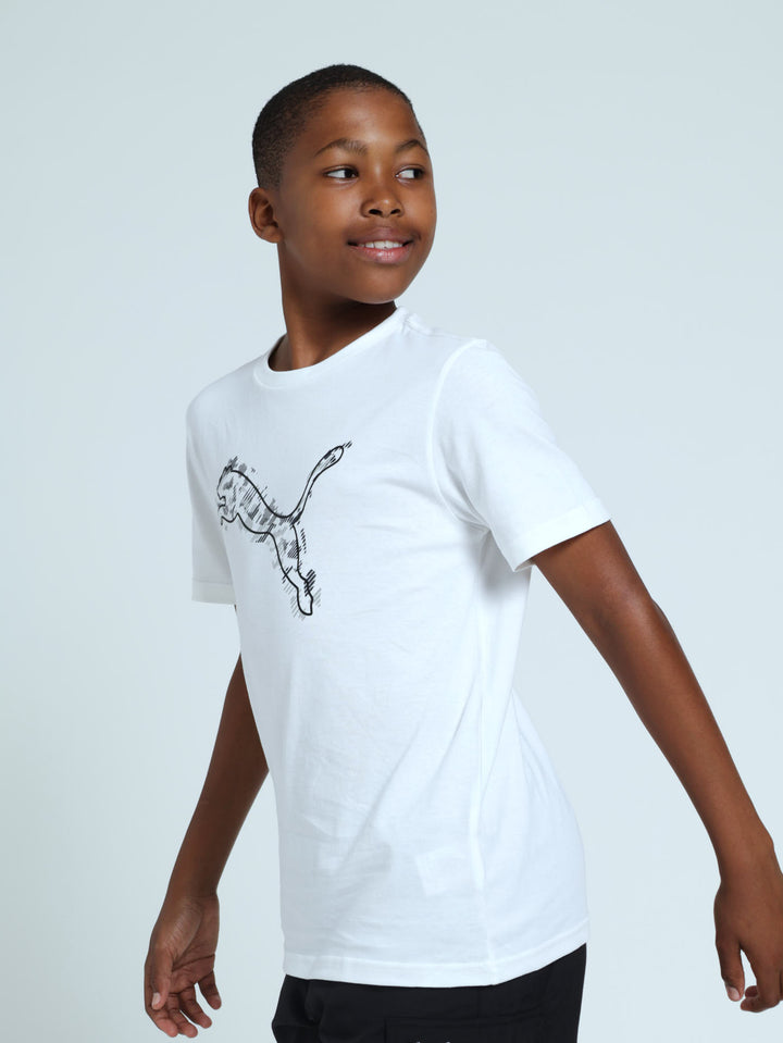 Boys Sport Graphic Logo - White