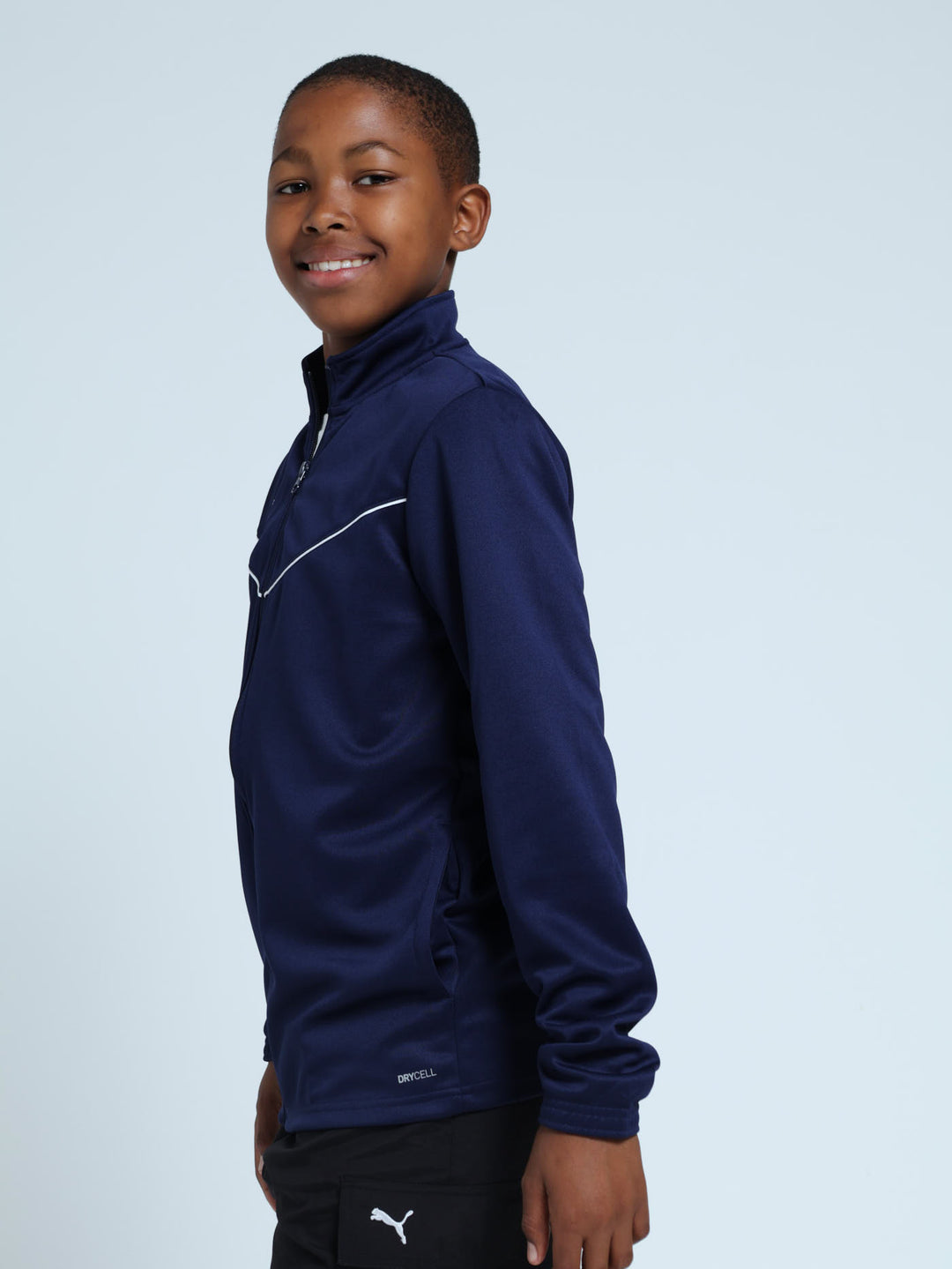 Boys Tricot Zip Through Top - Navy