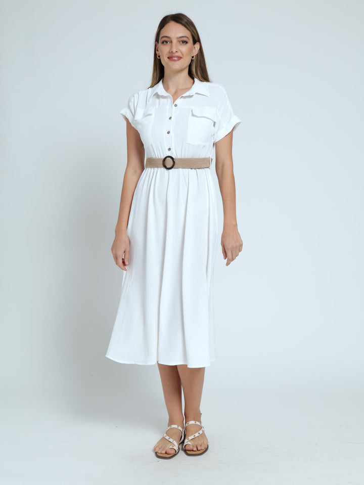 Utility Maxi With Rafia Belt - Off White