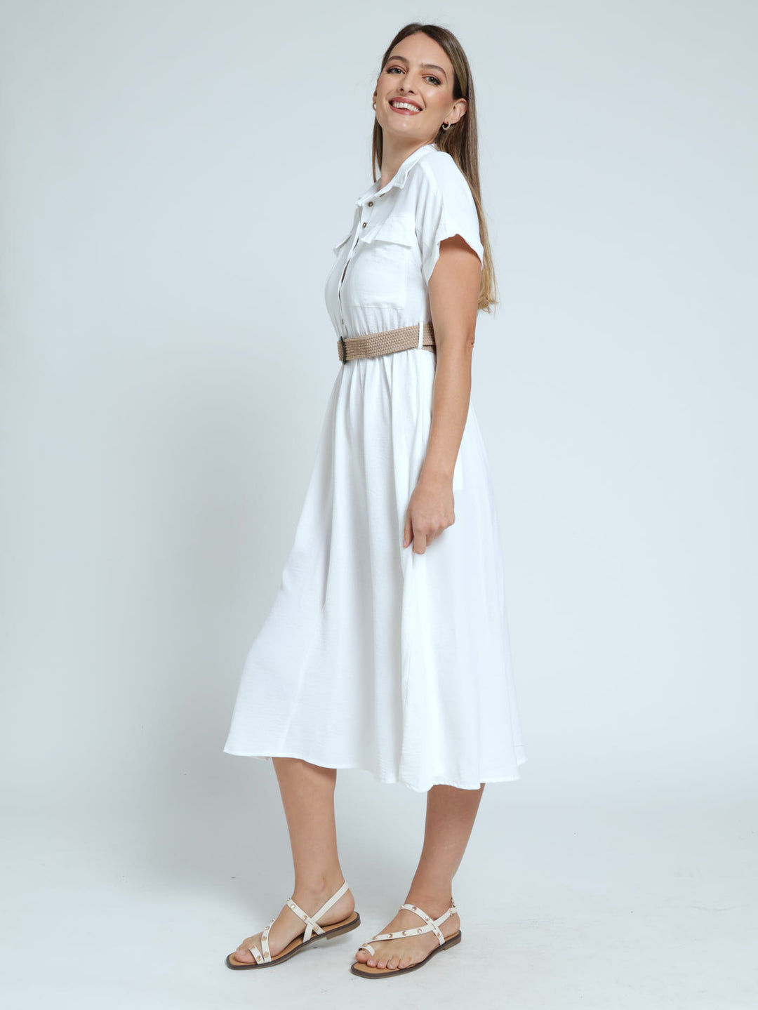 Utility Maxi With Rafia Belt - Off White