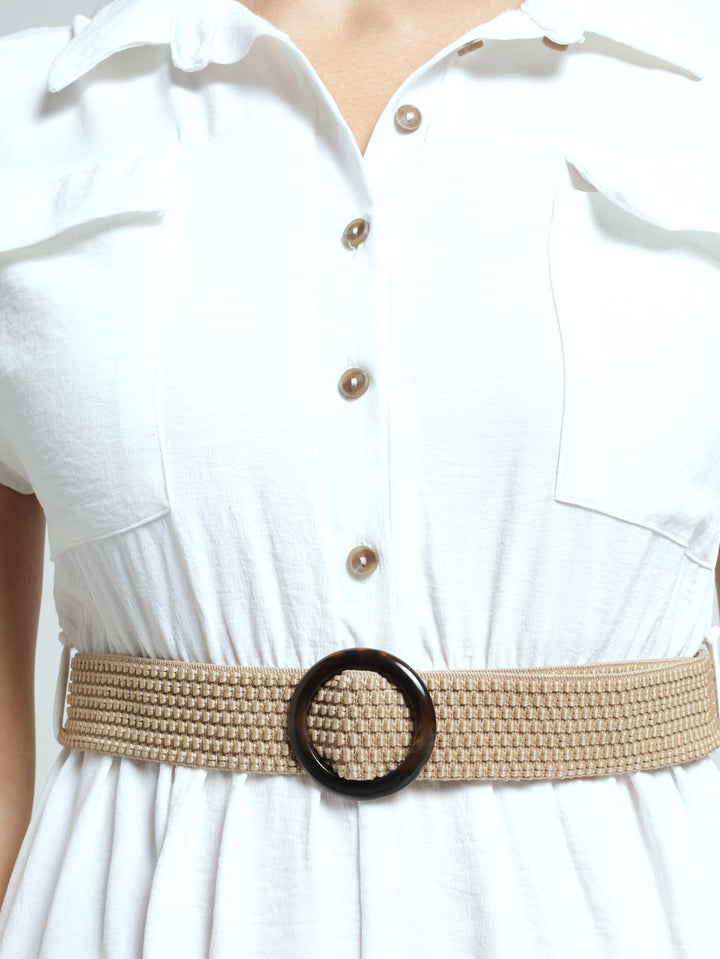 Utility Maxi With Rafia Belt - Off White