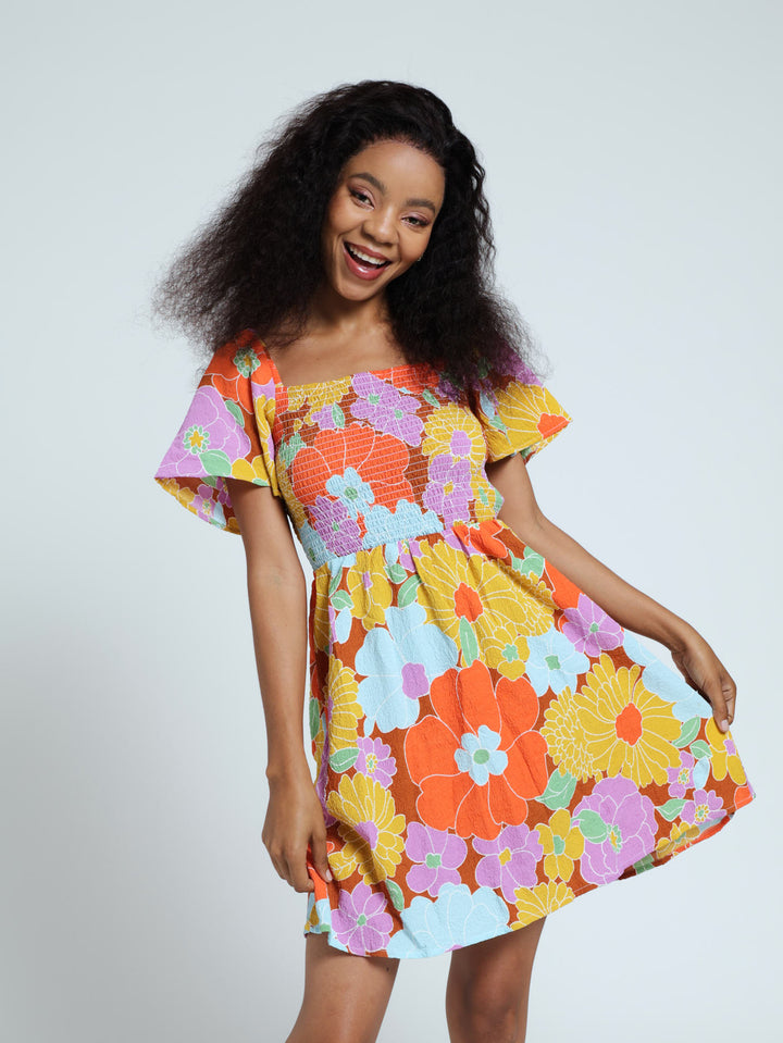 Floral Smock Mini Dress