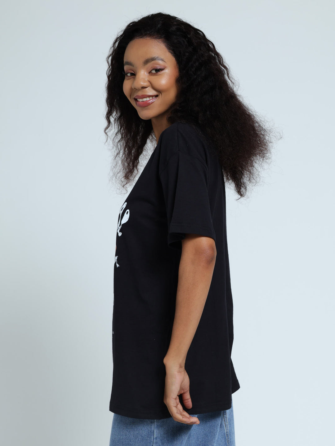 Over Sized Printed Tee - Black