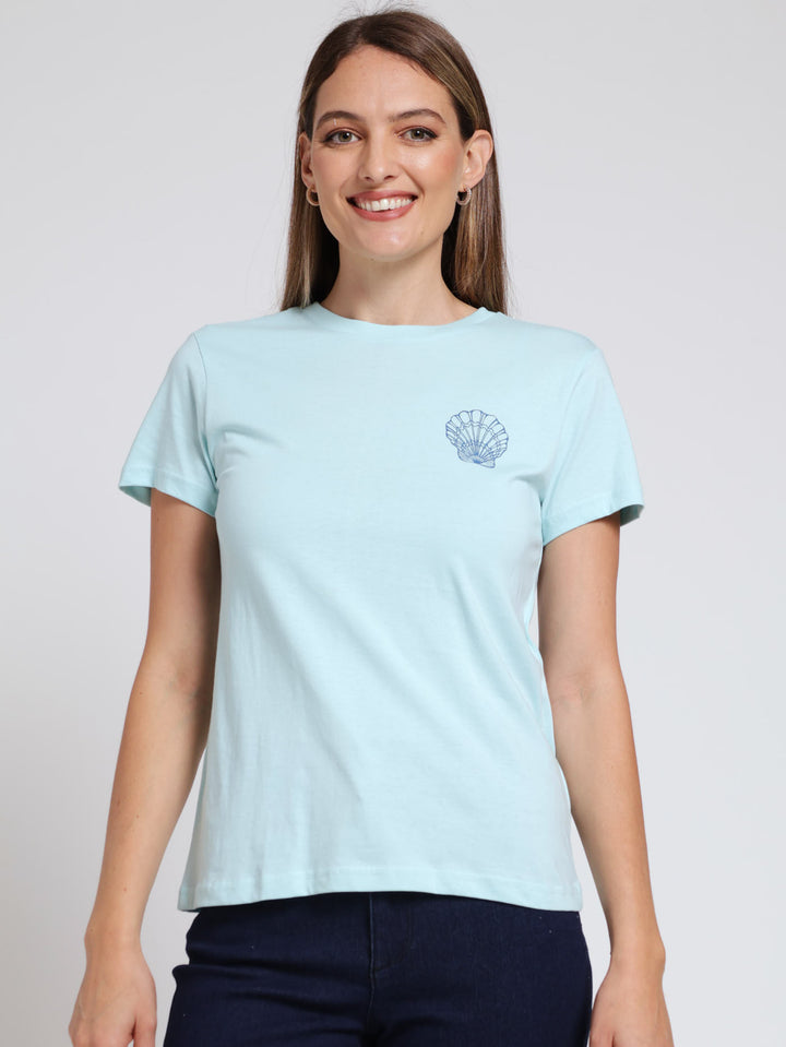 Emblem Cotton Tee - Seafoam