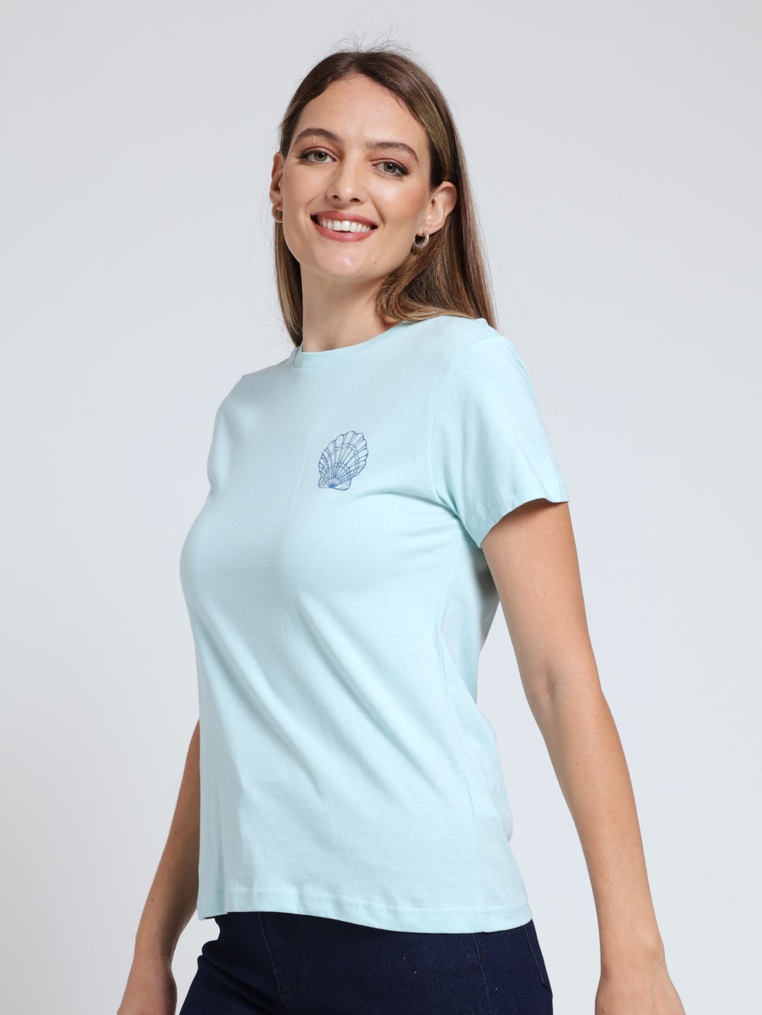 Emblem Cotton Tee - Seafoam