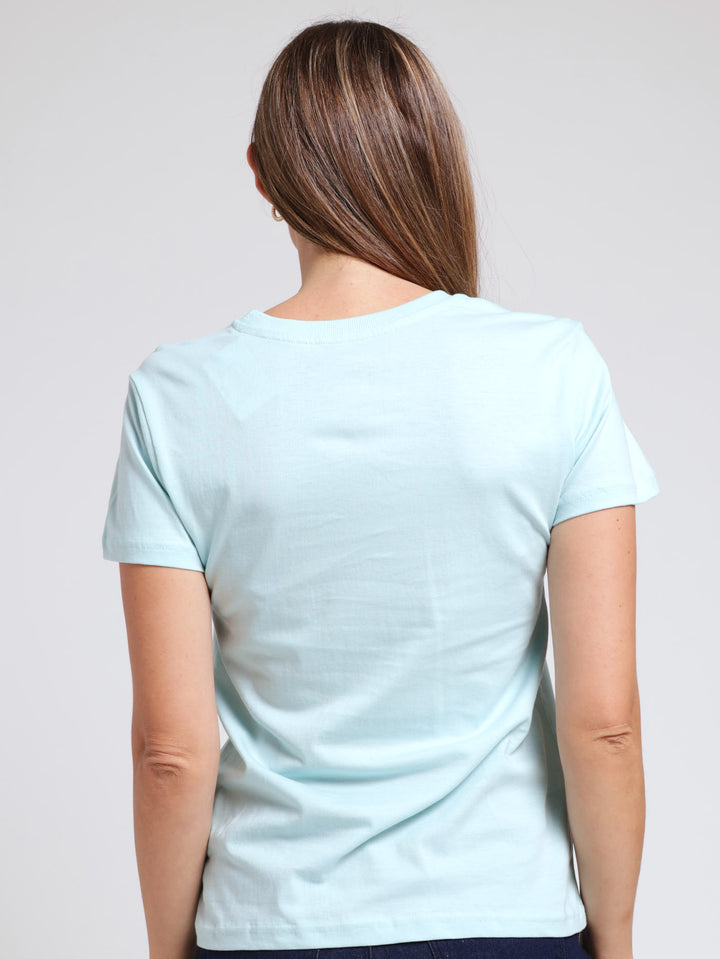 Emblem Cotton Tee - Seafoam