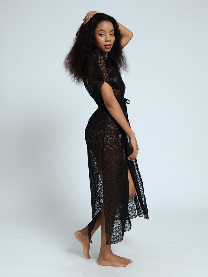 Maxi Lace Cover Up - Black