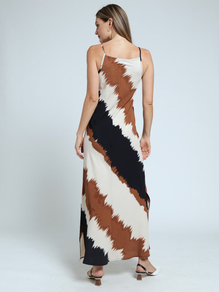 Sealess Strappy Maxi Slip Dress - Brown