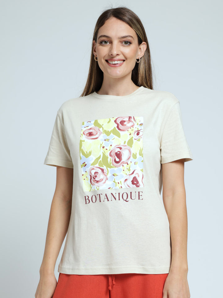 Floral Botanique Tee - Sand