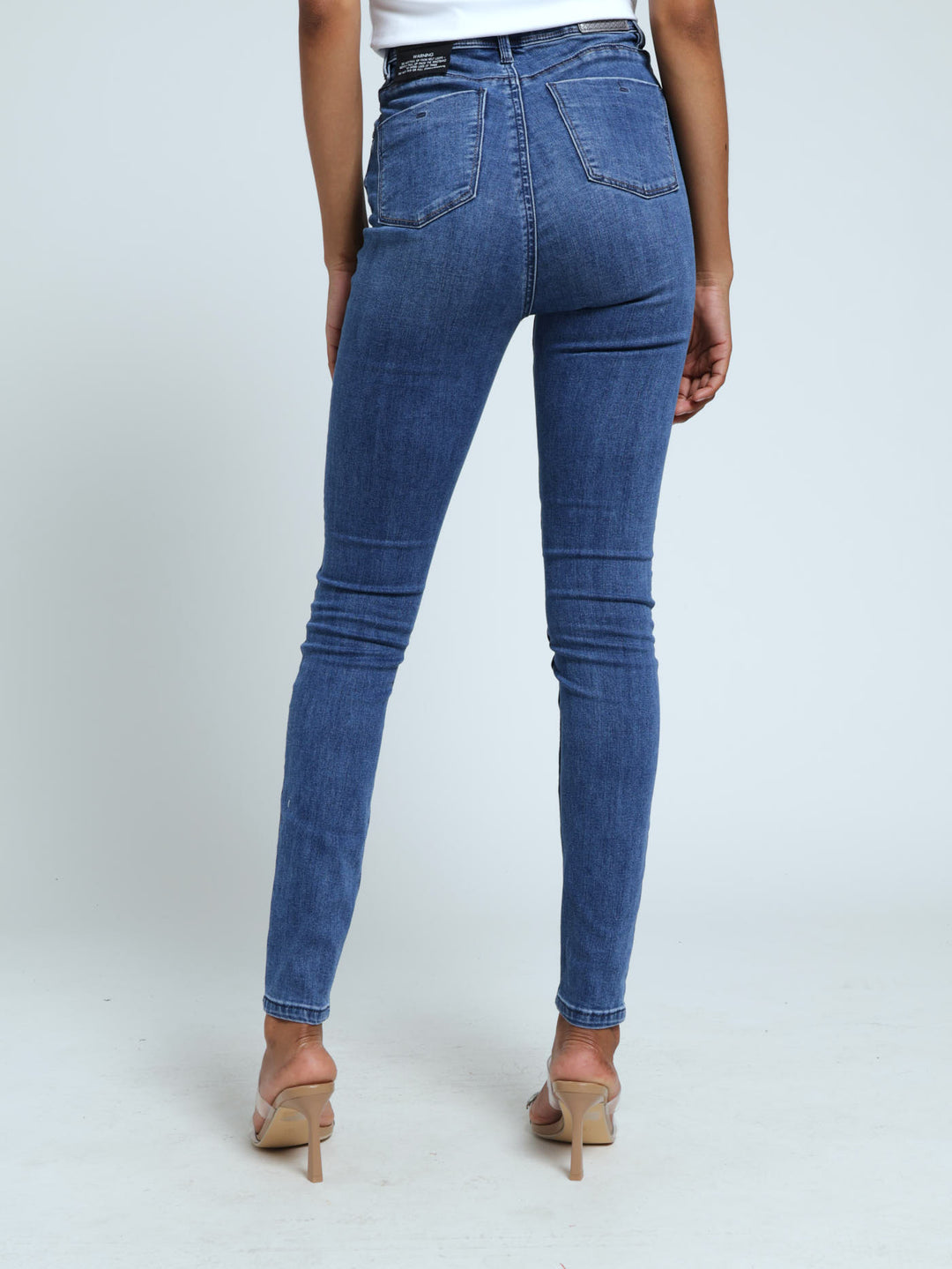 Ryder High Waist Sexy Curvy Fit Jean With Rips - Mid Blue