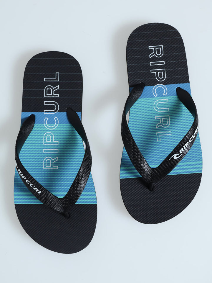 Breakers Bloom Printed Open Toe Flip Flop - Black/Blue