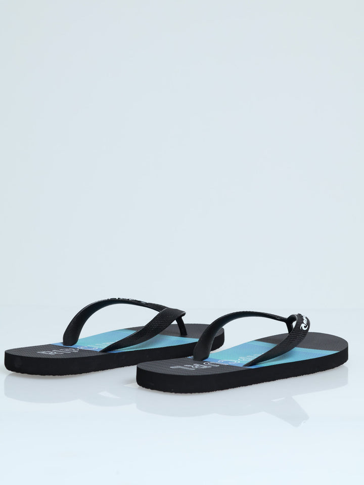 Breakers Bloom Printed Open Toe Flip Flop - Black/Blue