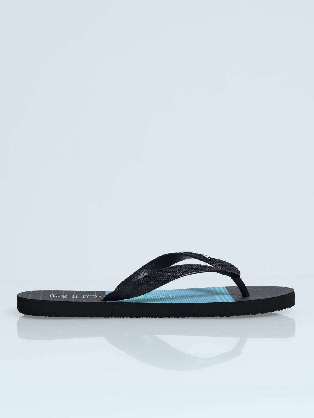 Breakers Bloom Printed Open Toe Flip Flop - Black/Blue