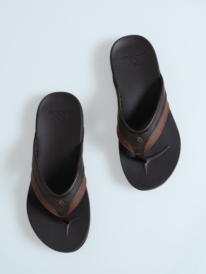 Soft Top Open Toe Wide Vamp Sandal - Brown