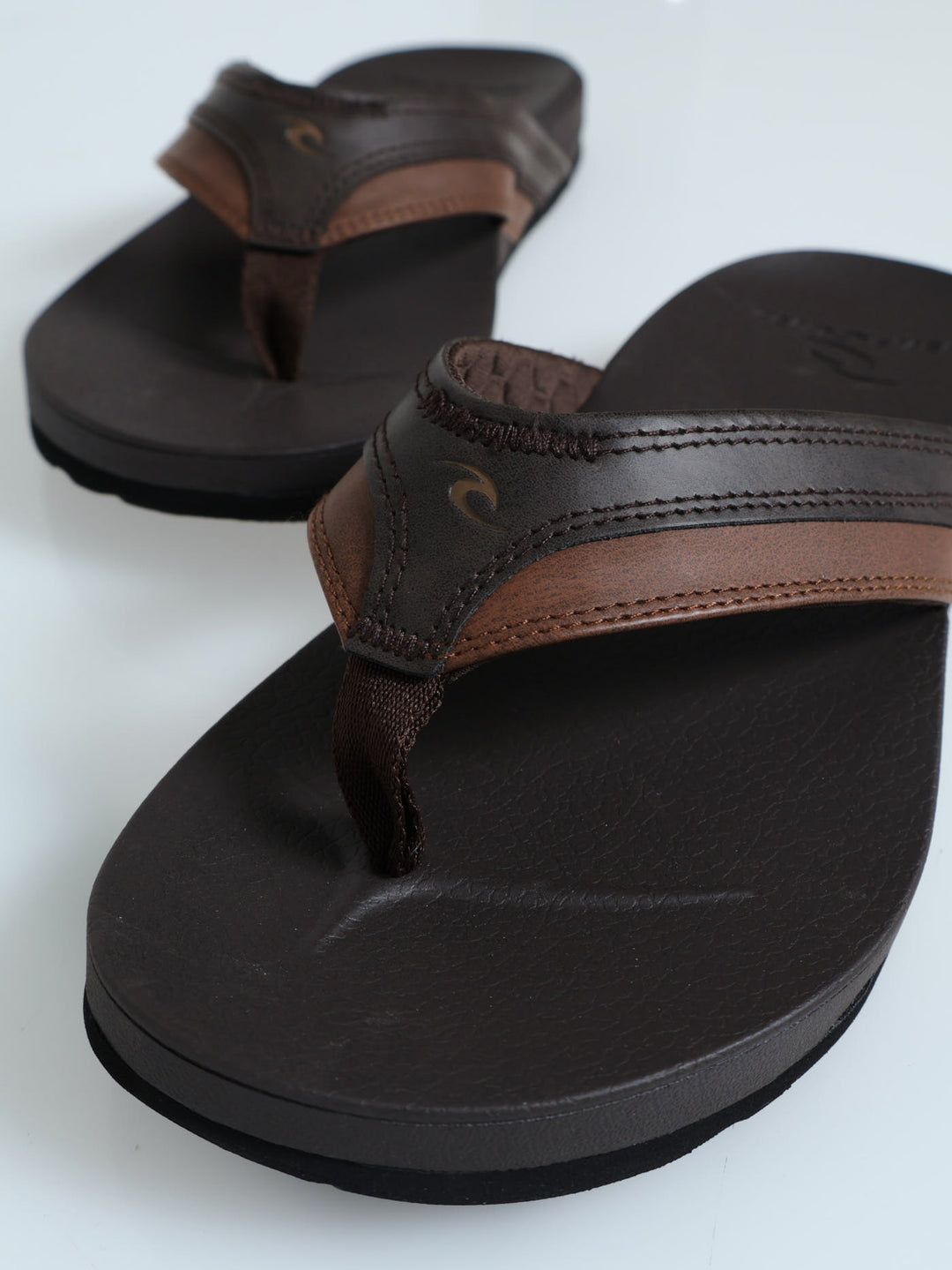 Soft Top Open Toe Wide Vamp Sandal - Brown