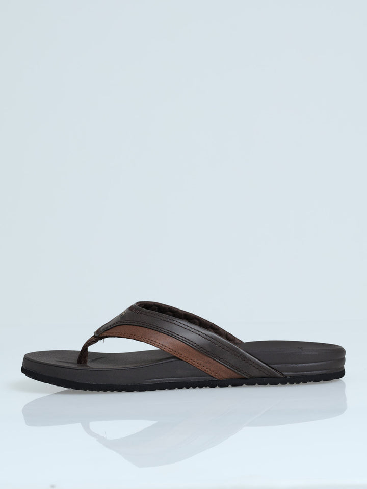 Soft Top Open Toe Wide Vamp Sandal - Brown