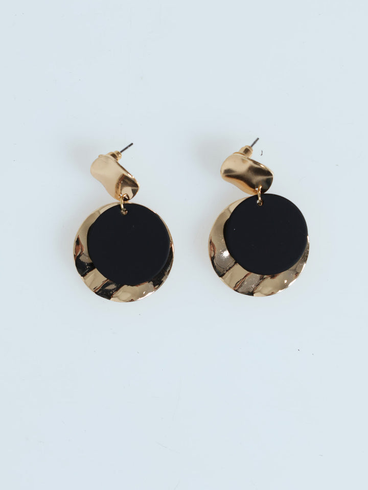 Matte Disc Drop Earring - Gold