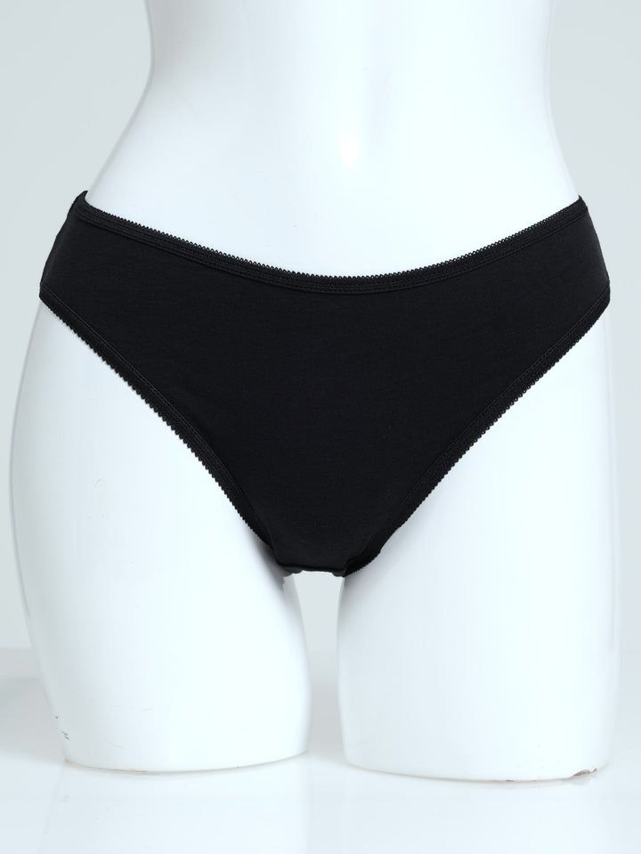 5 Pack Cotton Stretch Bikini - Black/Grey Melange