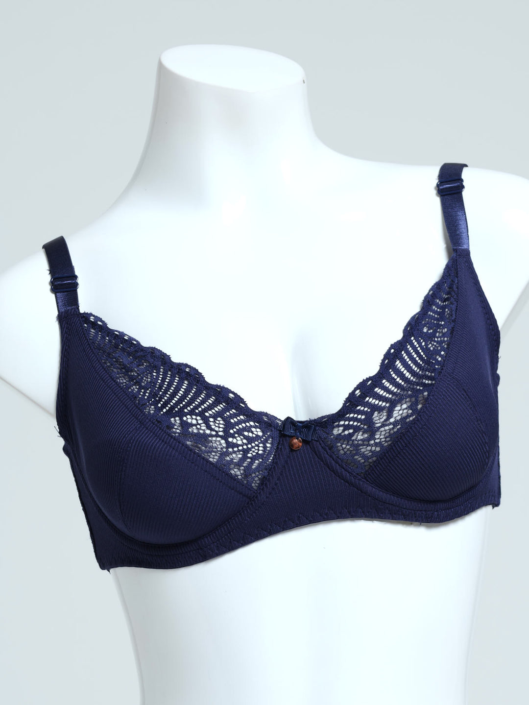 2 Pack Lace/Ribbed Microfibre Bra - Naval Academy/Mocha