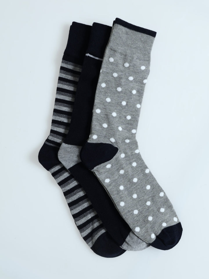 3 Pack Anklet Socks - Navy/Grey