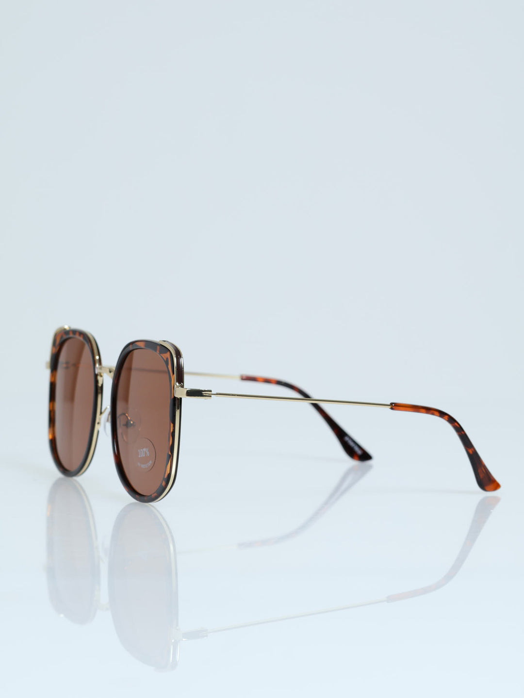 Gold Temple Square Frame Sunglasses - Tortoise