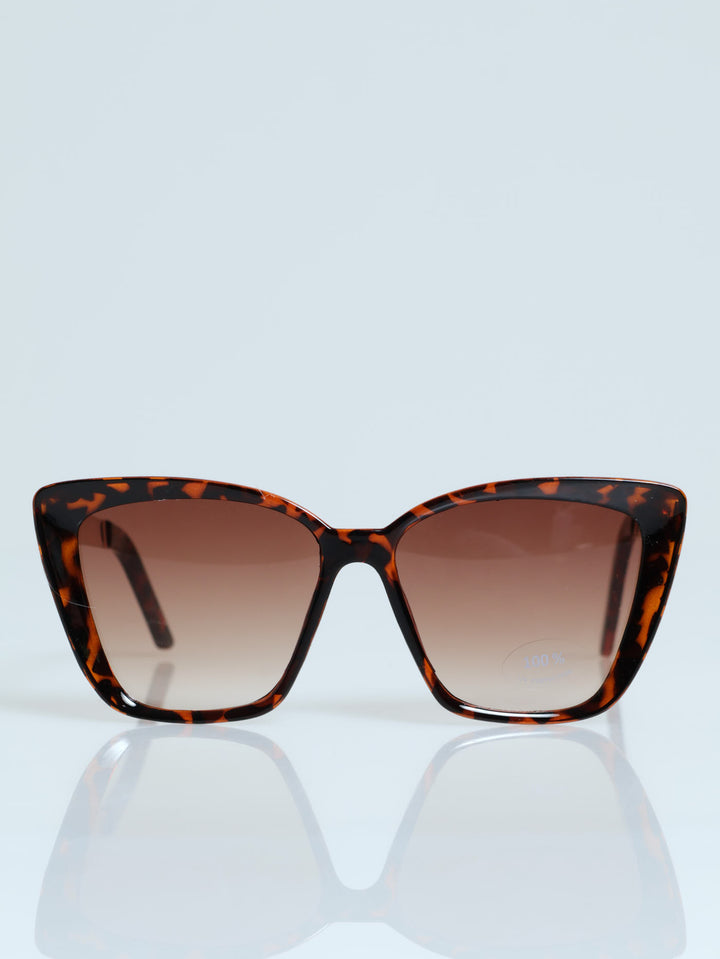 Bevelled Cateye Grad Lense Sunglasses - Tortoise