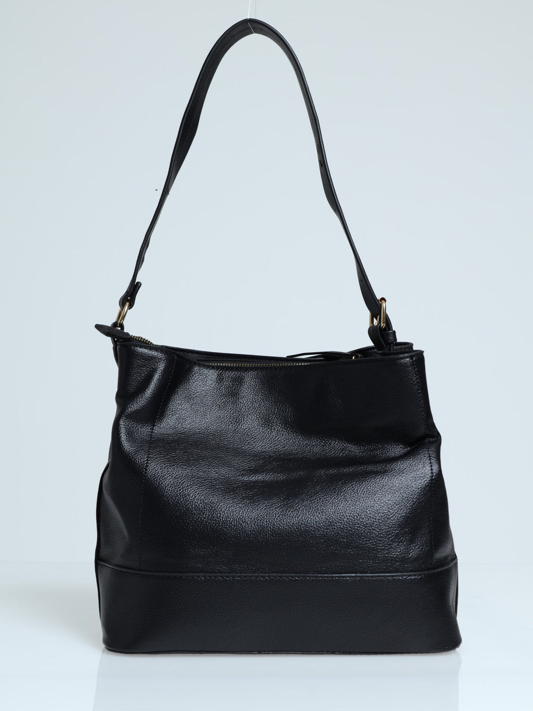 Front Zip Bucket Bag - Black