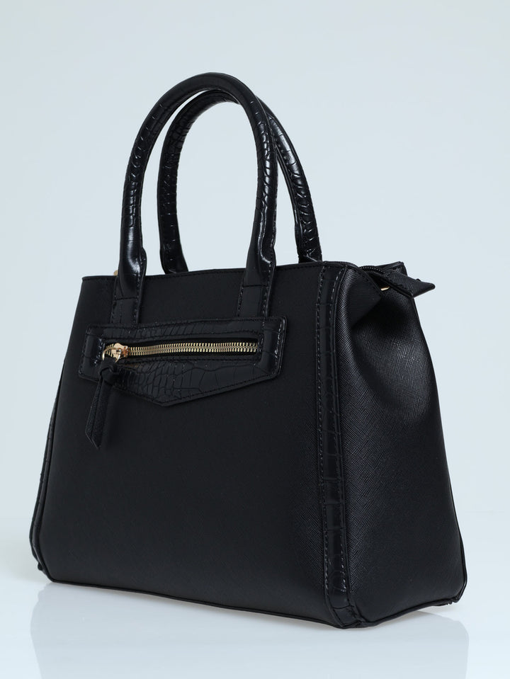 Colour Block Tote Bag - Black