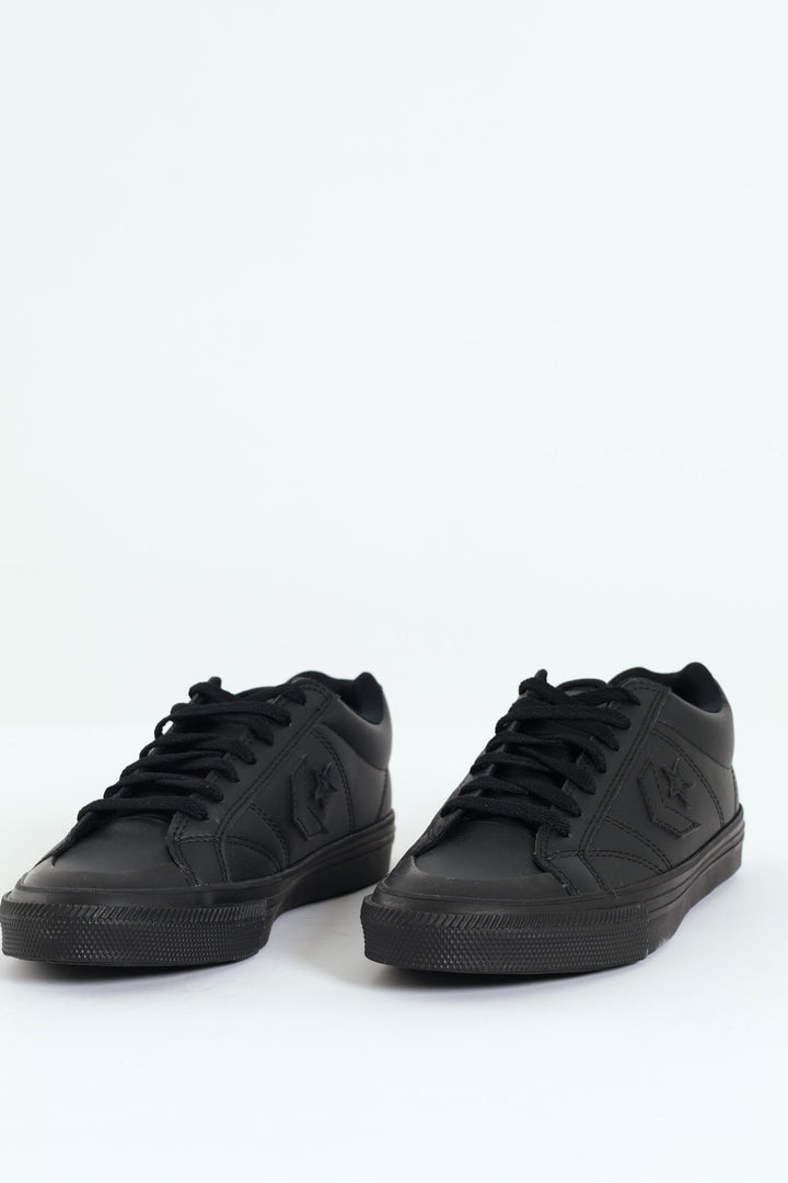 Sport Casual Court Lace Up Sneaker - Black