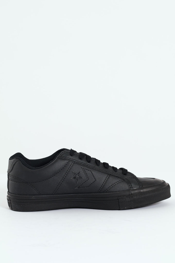 Sport Casual Court Lace Up Sneaker - Black