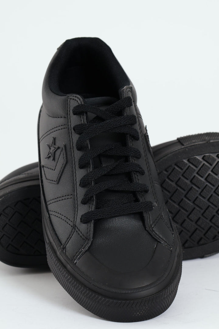 Sport Casual Court Lace Up Sneaker - Black