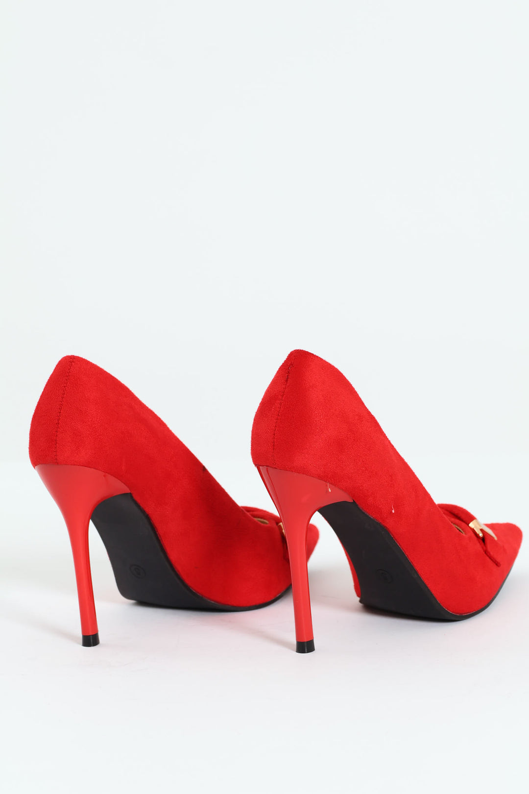 Twisted Strap Trim Stilletto Court Heel - Red