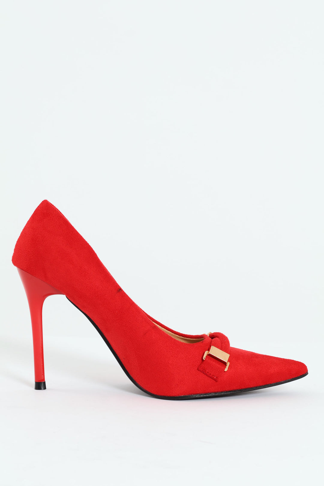 Twisted Strap Trim Stilletto Court Heel - Red