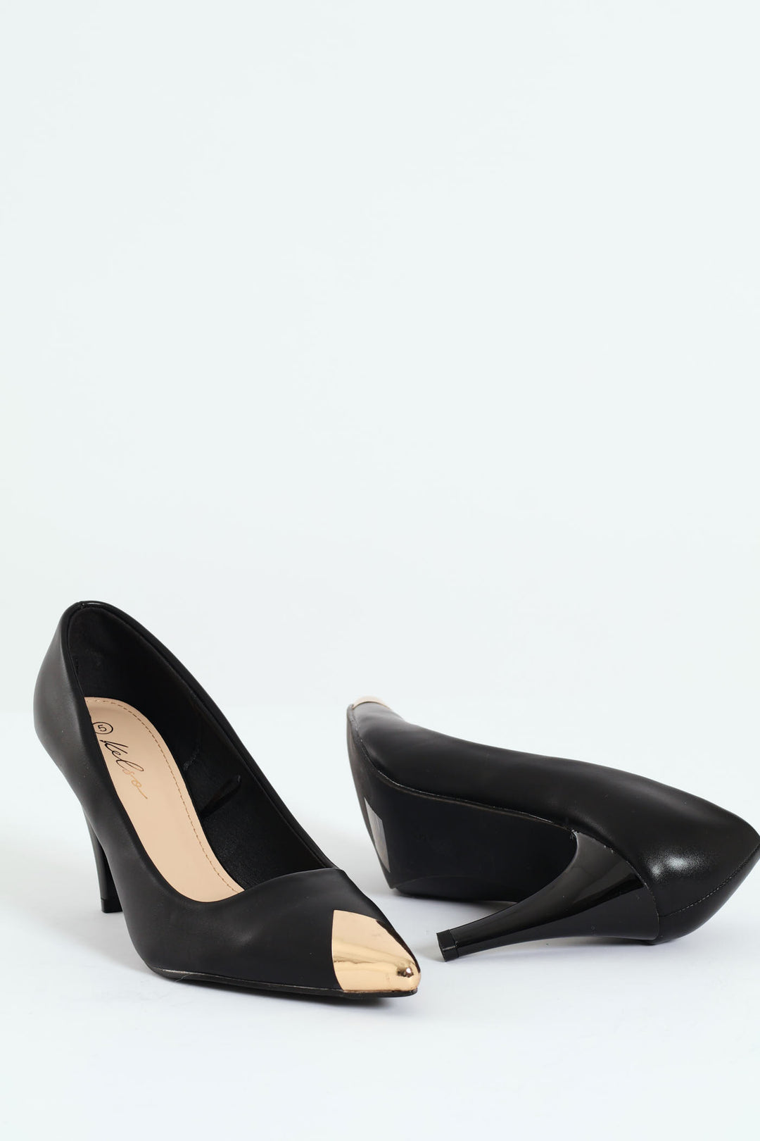 Metal Toe Cap Court Heel - Black