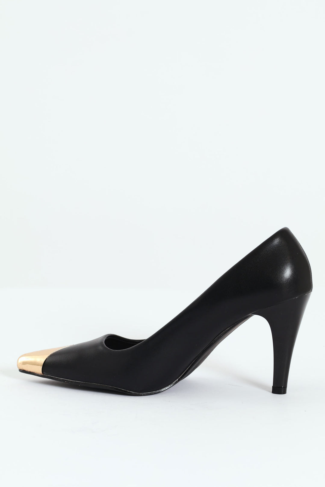 Metal Toe Cap Court Heel - Black