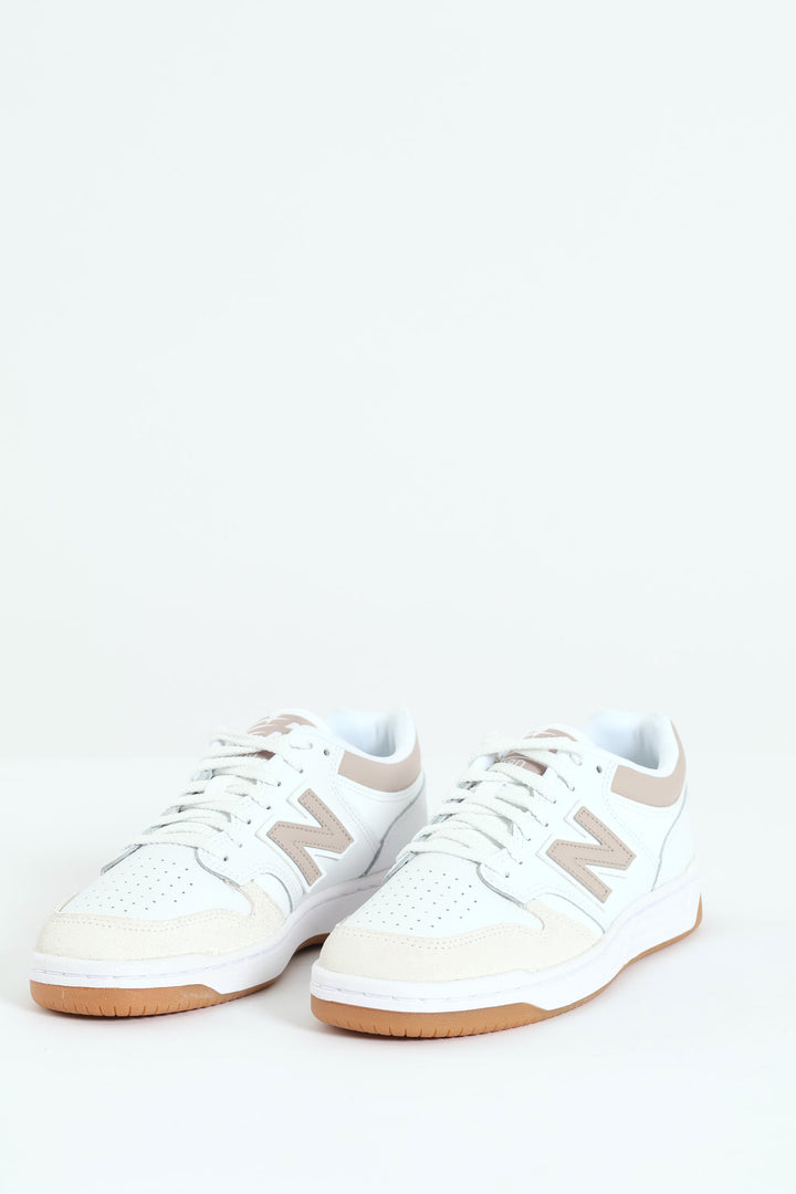 Bb480L V1 Classic Basic Lace Up Sneaker - White/Beige