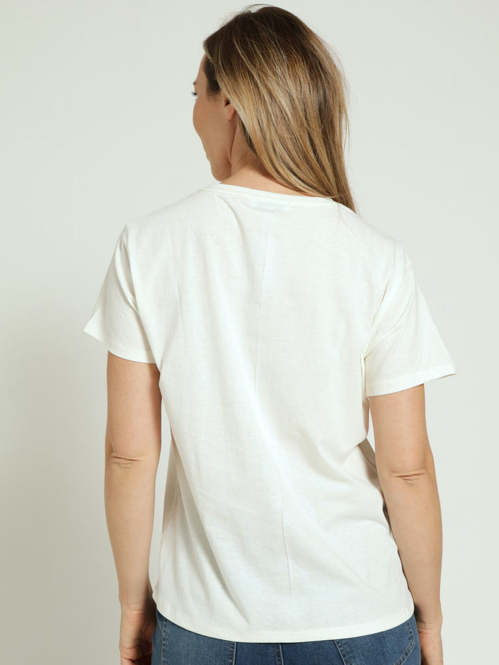 Embossed Paris J'Etaime Tee - Cream