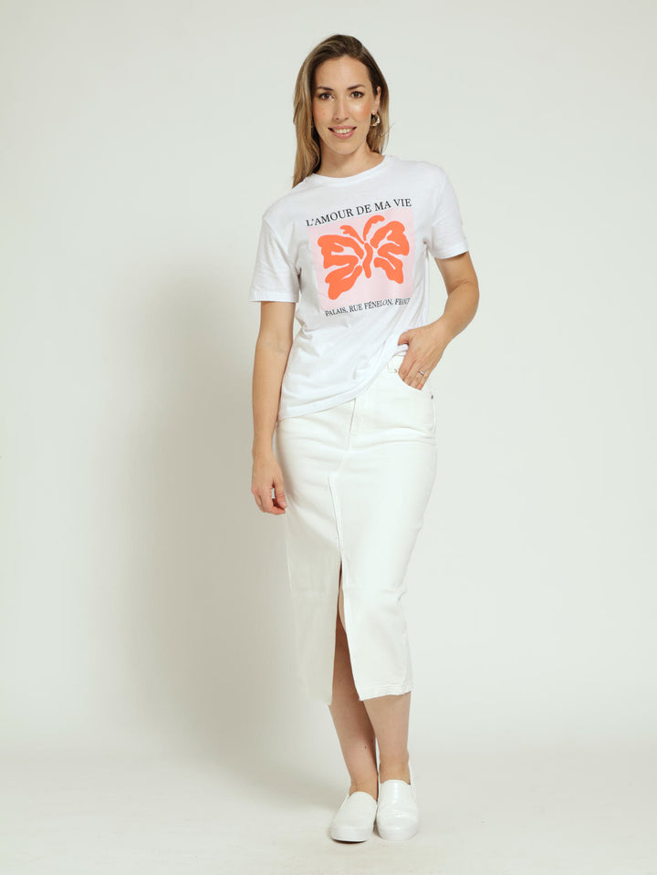 Puff Butterfly Print Tee - Bright White