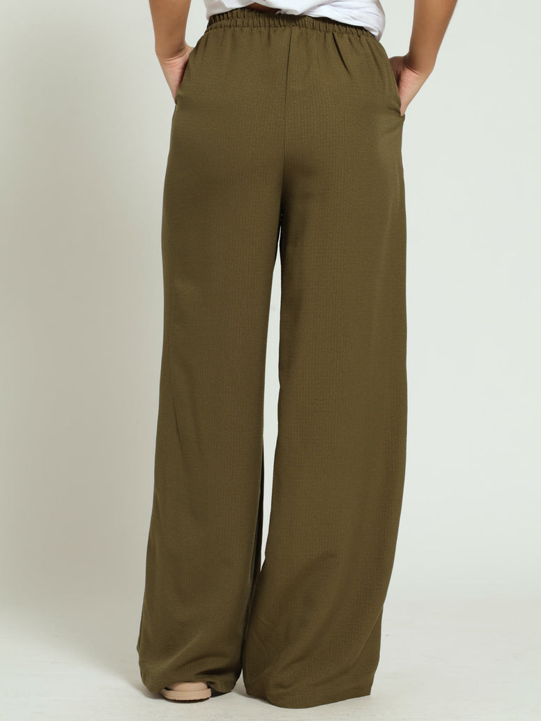 Crinkle Wideleg Pant - Fatigue