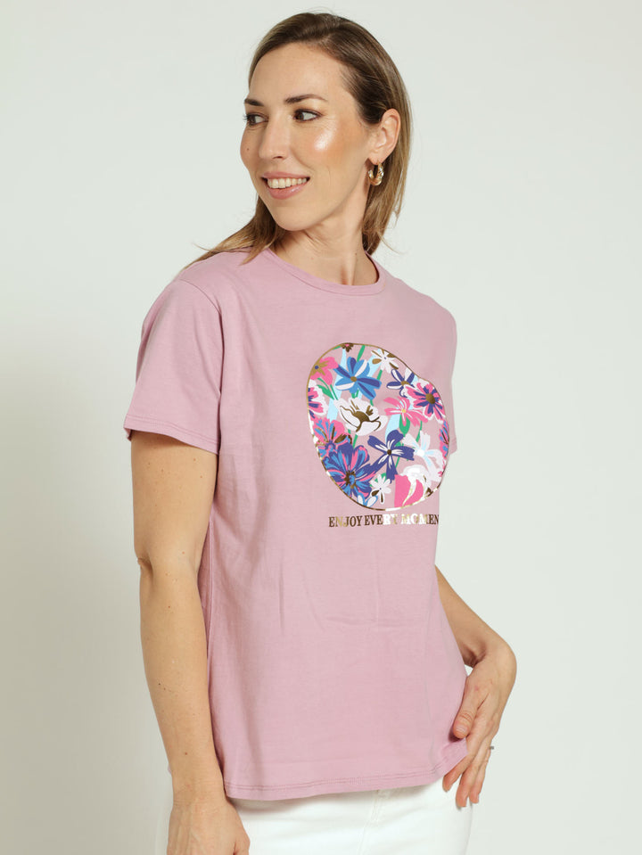 Floral Circle Tee - Mauve