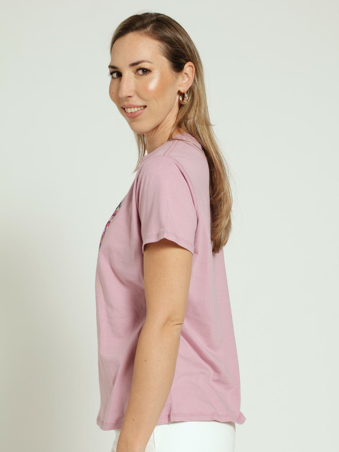 Floral Circle Tee - Mauve