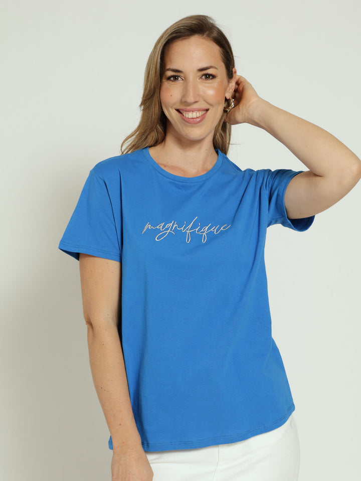 Magnifique Embossed Tee - Blue