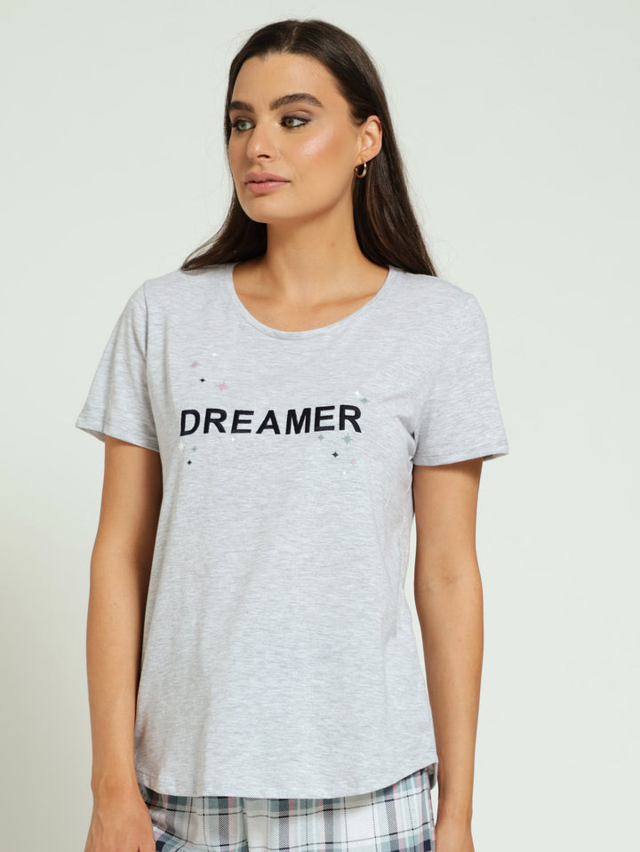 Knit Dreamer Pj Tee - Grey Melange