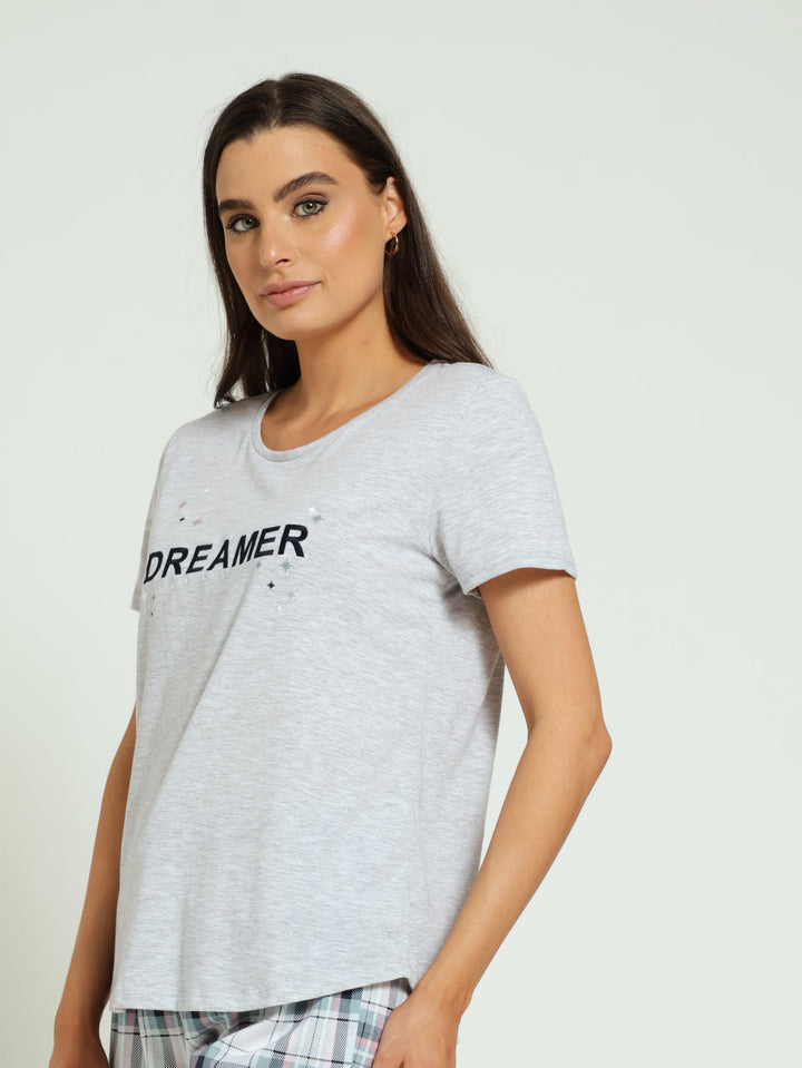 Knit Dreamer Pj Tee - Grey Melange