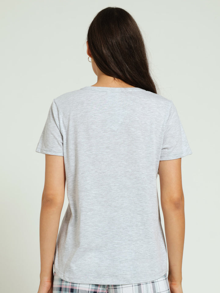 Knit Dreamer Pj Tee - Grey Melange