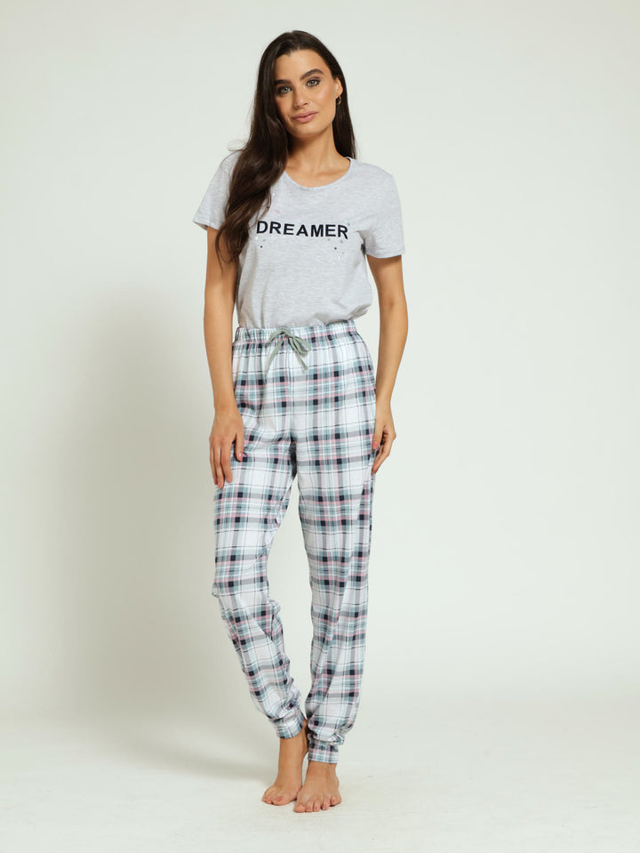 Check Jogger Pj Pants - Duck Egg