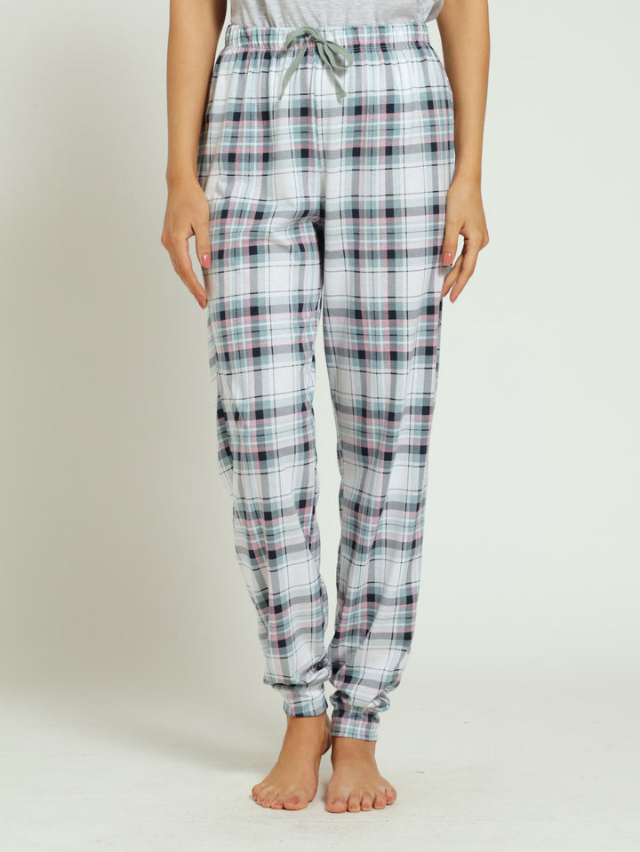 Check Jogger Pj Pants - Duck Egg